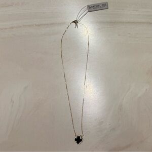 Rachel Zoe Gold Necklace with Black Clover Pendant
